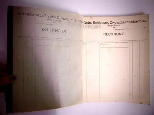 Antikes Rechnungsbuch "Gebr. Schlosser, Zwota", unbeschrieben