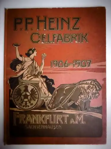 Alte Mappe / Urkundenmappe "P.P. Heinz Oelfabrik 1906-1907", Frankf. am Main