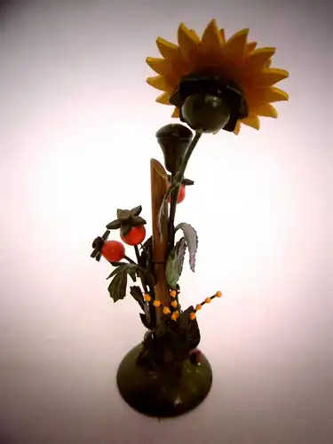 Vintage Blumeninsel mit Sonnenblume der Fa. Hubrig aus Holz