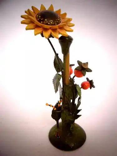 Vintage Blumeninsel mit Sonnenblume der Fa. Hubrig aus Holz