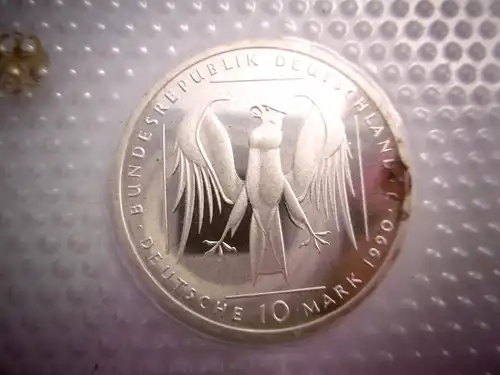 10 DM Münze "800 Jahre Deutscher Orden", Prgst. J, 1990, in OVP