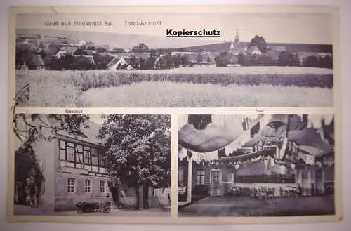 Alte Postkarte "Gruss aus Neckanitz (Lommatzsch)", gelaufen 1933