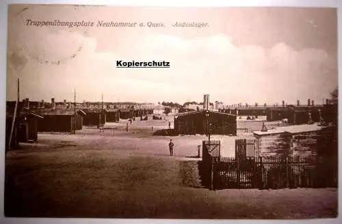Alte Postkarte "Truppenübungsplatz Neuhammer am Queis, Außenlager", gel. 1928