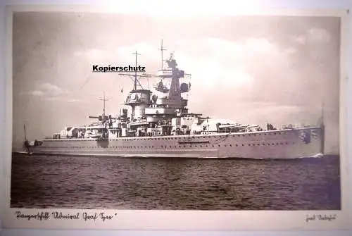 Alte Postkarte "Panzerschiff Admiral Graf Spee", gelaufen 1939