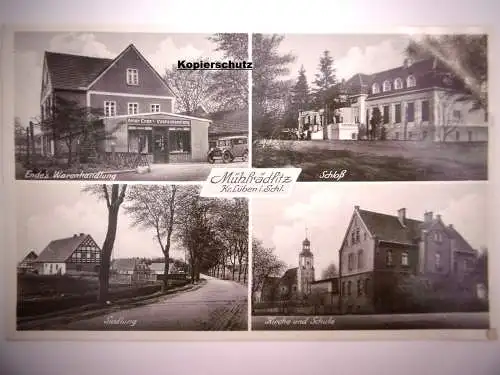 Alte Postkarte "Mühlrädlitz Kreis Lüben in Schlesien", gelaufen 1938