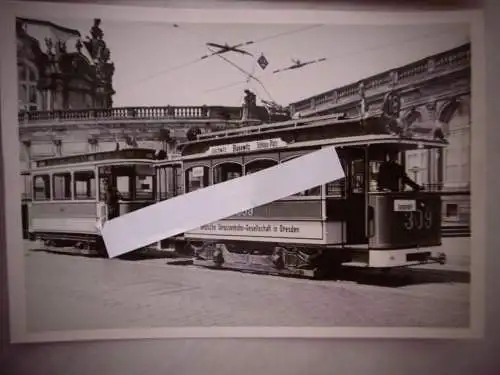 Sammlung "100 Jahre Strassenbahn in Dresden 1872-1972", 9 Fotokarten+1 Abzeichen