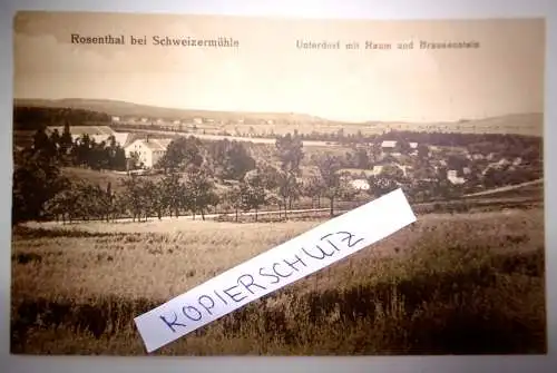 Alte Postkarte "Rosenthal bei Schweizermühle Unterdorf, Brausenstein", ungel.