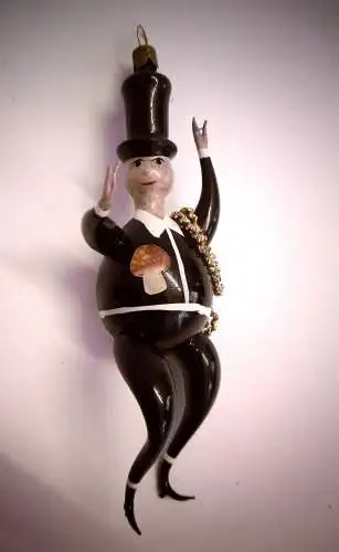 Wunderschöner Nostalgie-Christbaumschmuck "Schornsteinfeger", mundgeblasen, 11cm