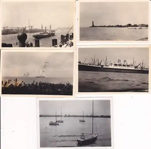 7 x Orig. Foto Kriegsschiffe Schiffe Segelboote Kiel Laboe ca. 1940