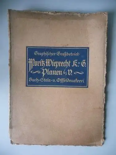 Karton mit Firmensignet Schriftzug Druckerei Moritz Wieprecht Plauen ca. 1920