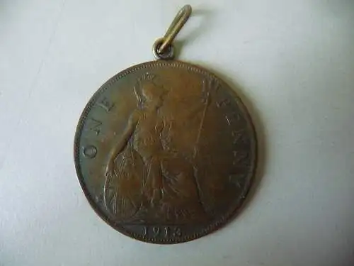 Münze One Penny Georg V 1913 als Anhänger