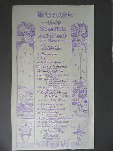 Programm-Zettel Veranstaltungen Allg. Turnverein Sänger-Abteilung Plauen 1909-14