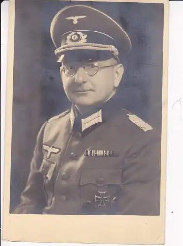 Orig. Foto Porträt Soldat Uniform Mütze Bandspange EK 1945