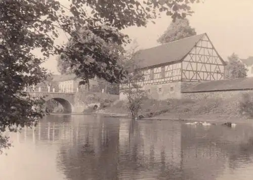 Orig. Foto Weischlitz Vogtland Elsterbrücke Fachwerkhaus Altes Gut 1961