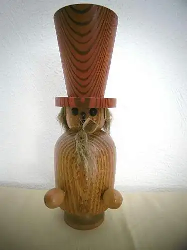 Räuchermann aus Holz mit grossem Hut, Erzgeb. Volkskunst, ca.19 cm, unbenutzt!