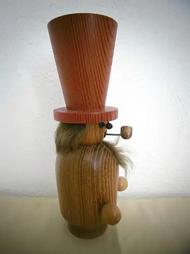 Räuchermann aus Holz mit grossem Hut, Erzgeb. Volkskunst, ca.19 cm, unbenutzt!