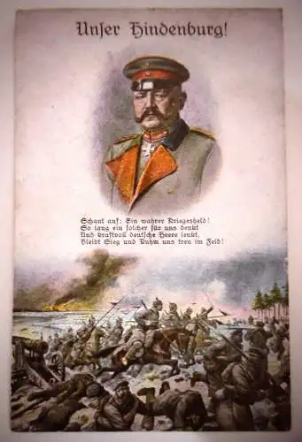 Alte Postkarte "Unser Hindenburg", gelaufen 1915