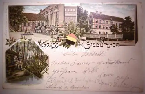 Alte Postkarte "Gruss aus Sieglitzhof",  gelaufen 1899