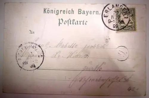 Alte Postkarte "Gruss aus Sieglitzhof",  gelaufen 1899