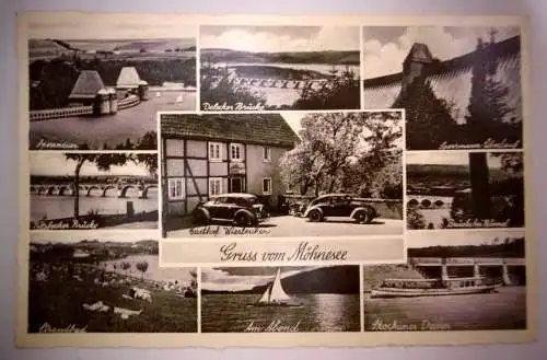 Alte Postkarte "Gruss vom Möhnesee", 1951 gelaufen