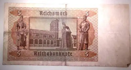 Alte Baknnote 5 Reichsmark von 1942