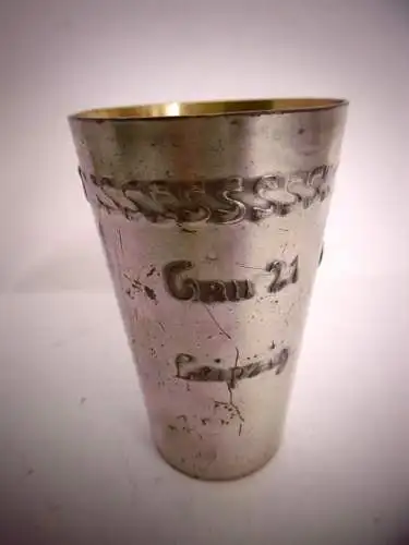 Versilberter Becher Deutscher Radfahrerbund "Gaubecherfahrt Annaberg 1908"