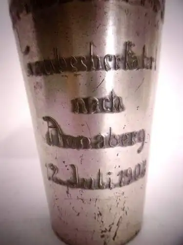 Versilberter Becher Deutscher Radfahrerbund "Gaubecherfahrt Annaberg 1908"
