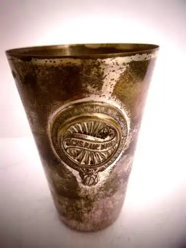 Versilberter Becher mit Emblem "Sächsischer Radfahrerbund"