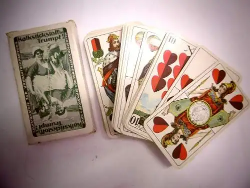 Alte Spielkarten Deutsches Reich Nr. 90 mit Werbung für Kalkstickstoff