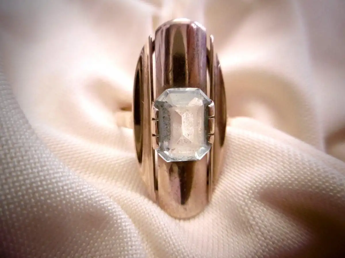 Extravaganter Goldring / Statementring mit Aquamarin, 333er Gold, 19 mm 1