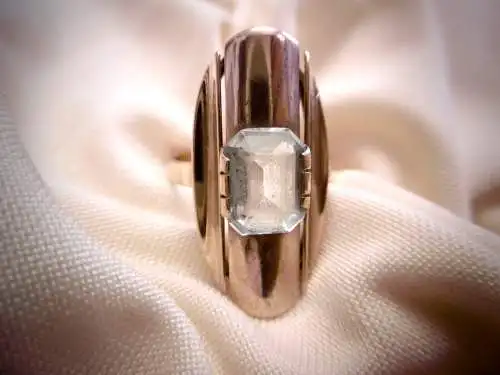 Extravaganter Goldring / Statementring mit Aquamarin, 333er Gold, 19 mm