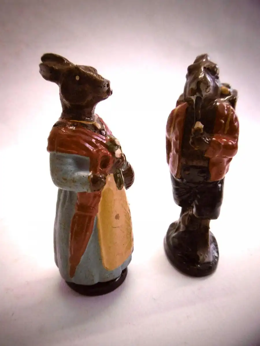 Bezauberndes Osterhasen Paar Massefiguren Fa. LEYLA, Höhe ca. 9 cm, Rarität! 2