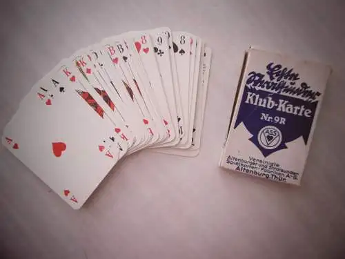 Altes Kartenspiel "Klub-Karte Nr. 9 R", Altenburger / Stralsunder Fabriken