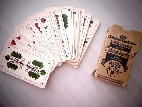 Altes Kartenspiel "Schwerter Karte Sächs. Doppelbild", Altenburger