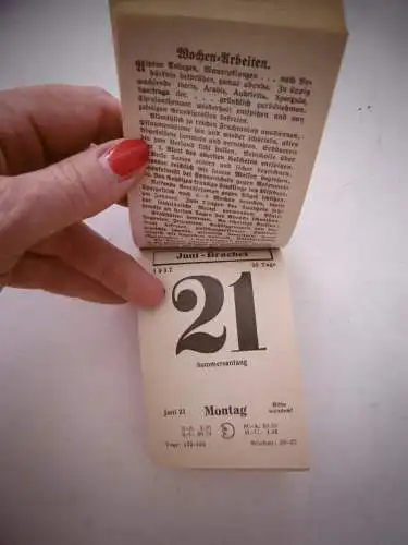 Alter Abreiß-Kalender 1937 Blumenschmidts, komplett