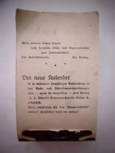 Alter Abreiß-Kalender 1937 Blumenschmidts, komplett