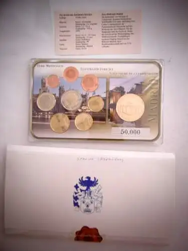 Euromünz Satz Spanien 2008 in orig. Blister mit Zertifikat,  OVP