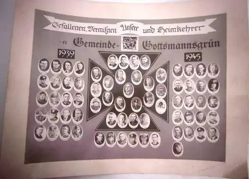 Großes orig. Foto "Unsere Gefallenen,Vermissten+Heimkehrer Gottsmannsgrün 1945"