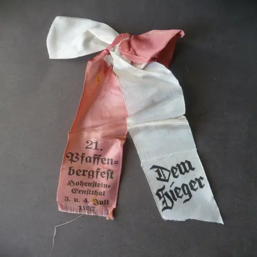 Siegerschleife Pfaffenbergfest Hohenstein-Ernstthal 1937