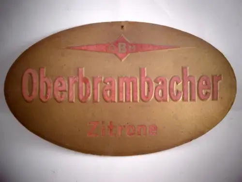 Altes orig. Werbeschild "Oberbrambacher Zitrone" VEB Papierverarbeitungswerke DD