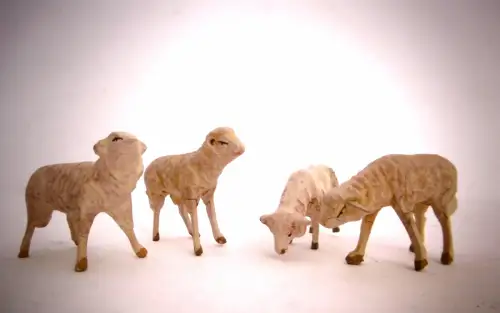Alte Massefiguren "Schaf Herde", 4 Stück , um 1940