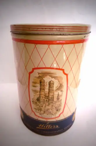 Große alte Blechdose "Hillers Schokoladenfabrik Solingen" Milch-Knusper-Münzen