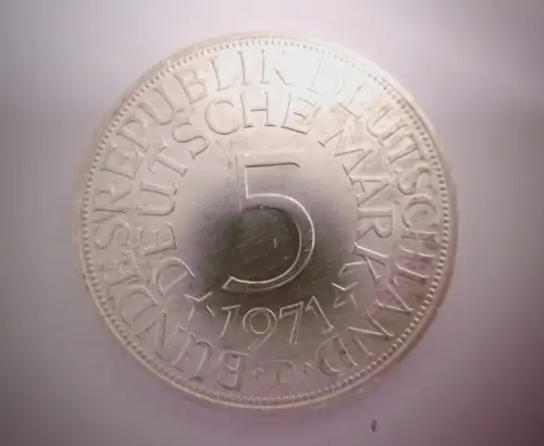 5 Deutsche Mark Münze, BRD, 1971, Prägestätte D