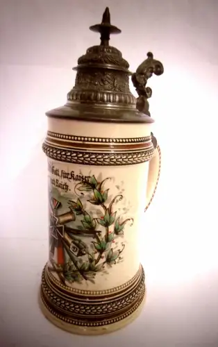 Seltener Bierkrug / Reservistenkrug / Erinnerungskrug zum Sedantag (Mühltroff)