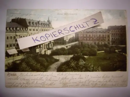 Alte Postkarte  "Riesa Kaiser Wilhelmsplatz", gel. 1900