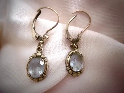 Wunderschöne nostalgische Ohrstecker mit Stein, vergoldet, K&L Art Deco