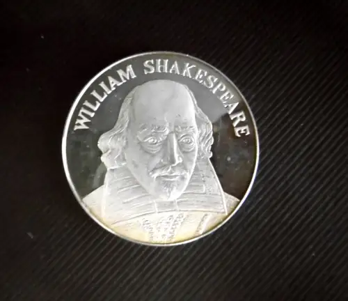 Medaille William Shakespeare, 999er Silber, ca. 19,5 Gramm