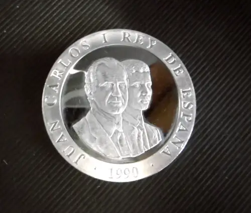 Medaille JUAN CARLO I REY DE ESPANA (1990), 925er Silber, ca. 25 Gramm