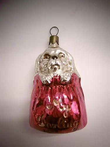 Wunderschöner nostalgischer Christbaumschmuck "Süßer Hund", Glas, mundgeblasen