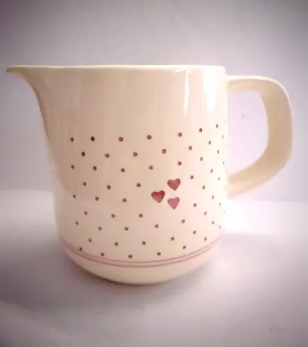 Bezaubernde Vintage Milchkanne aus Keramik, Landhaus, creme / rosé